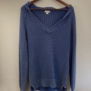 Sundance Sweater hooded waffle faded indigo oversized lagenlook 100%cotton